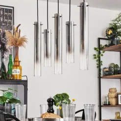 Suspension Caimitte Clair, Fumé, 5 lumières