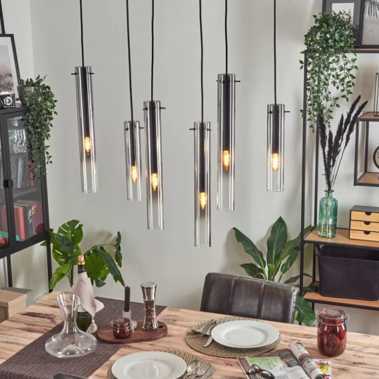 Suspension Caimitte Noir, 6 lumières