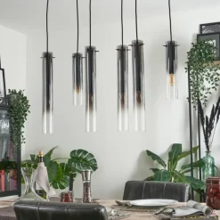 Suspension Caimitte Noir, 6 lumières