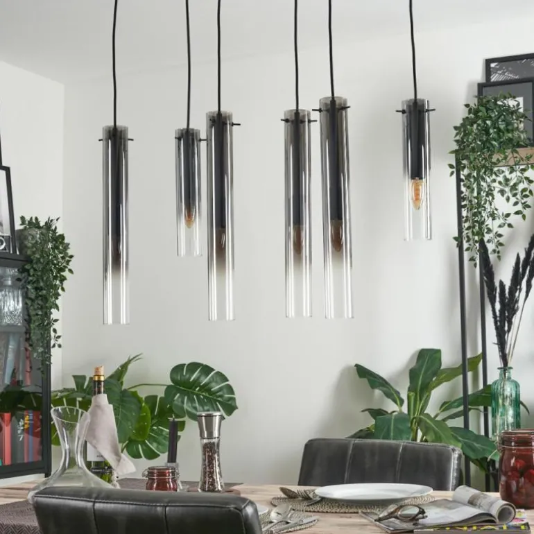 Suspension Caimitte Noir, 6 lumières