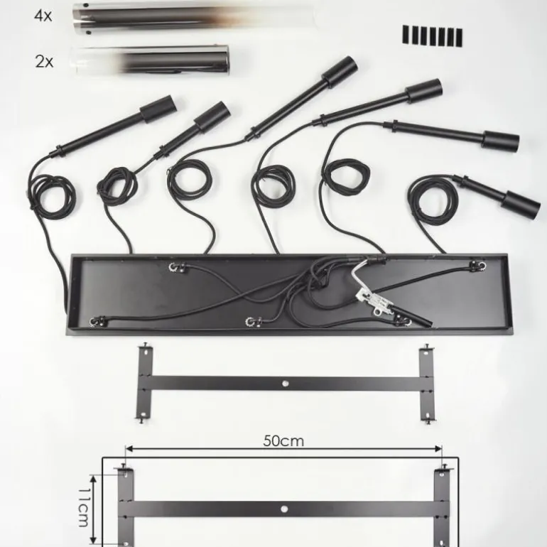 Suspension Caimitte Noir, 6 lumières