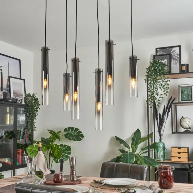 Suspension Caimitte Noir, 6 lumières