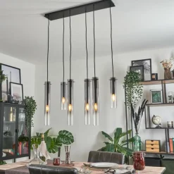 Suspension Caimitte Noir, 6 lumières