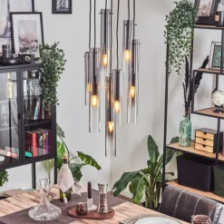 Suspension Caimitte Noir, 7 lumières