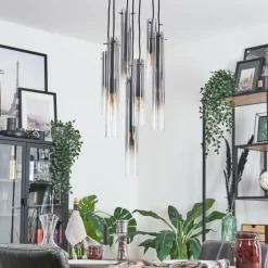 Suspension Caimitte Noir, 7 lumières