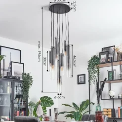 Suspension Caimitte Noir, 7 lumières