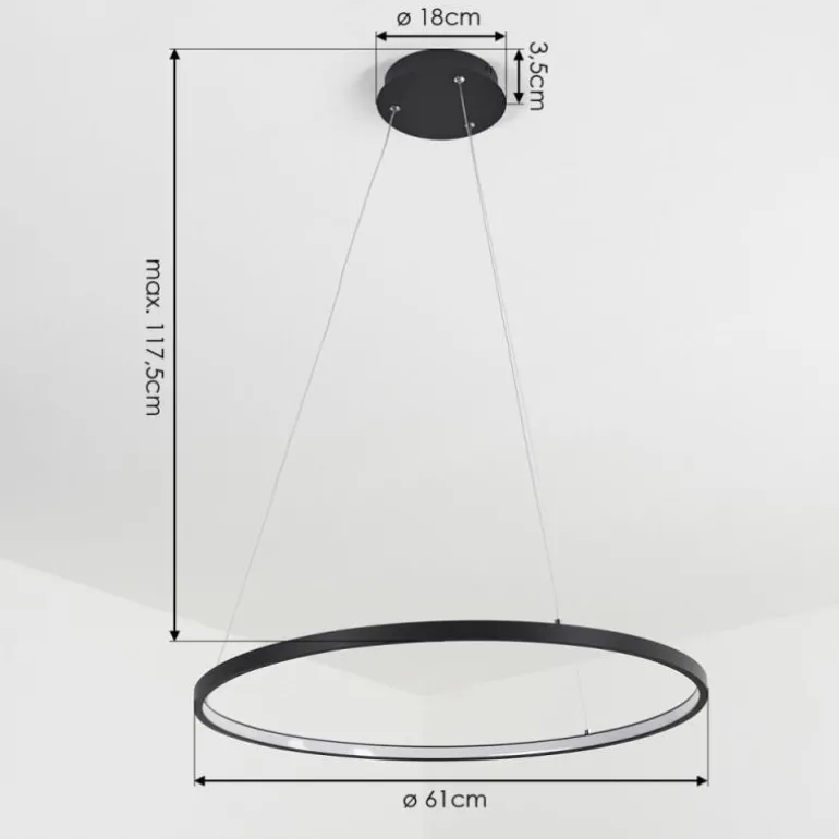 Suspension Calcium LED Noir, 1 lumière