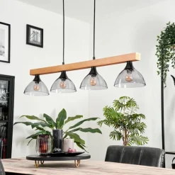 Suspension Calle Écru, Noir, 4 lumières