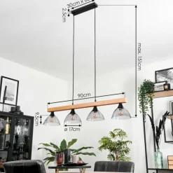 Suspension Calle Écru, Noir, 4 lumières