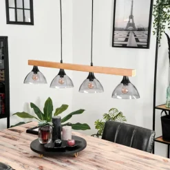 Suspension Calle Écru, Noir, 4 lumières