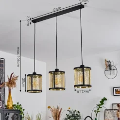 Suspension Candelaria Noir, 3 lumières