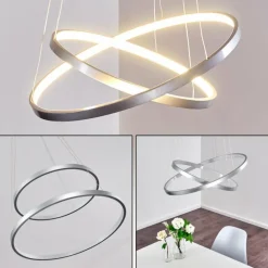 Suspension Canisteo LED Argenté, 2 lumières