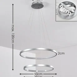 Suspension Canisteo LED Argenté, 2 lumières