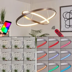 Suspension Canisteo LED Argenté, 2 lumières, Télécommandes, Changeur de couleurs