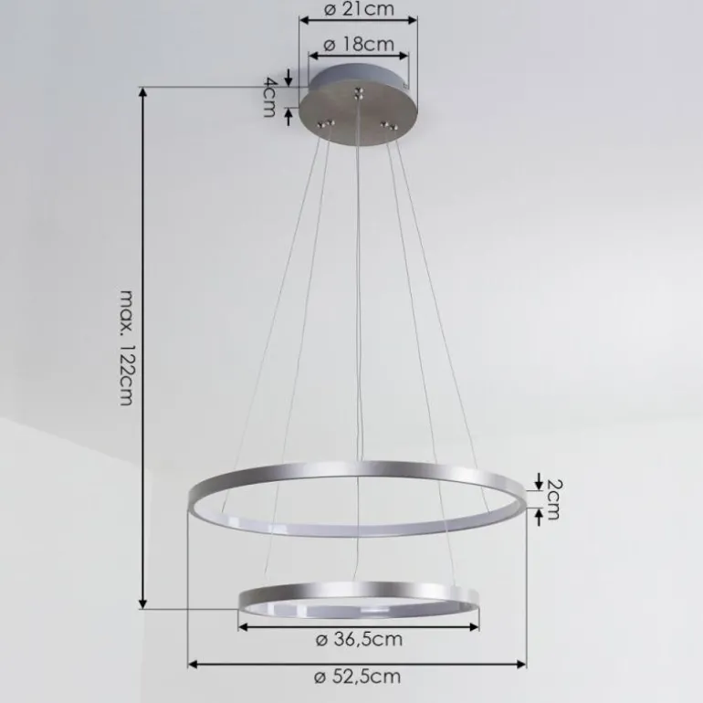 Suspension Canisteo LED Argenté, 2 lumières, Télécommandes, Changeur de couleurs