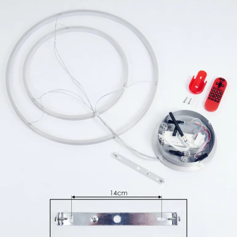 Suspension Canisteo LED Argenté, 2 lumières, Télécommandes, Changeur de couleurs