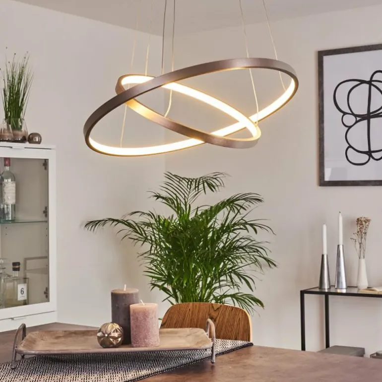 Suspension Canisteo LED Argenté, 2 lumières, Télécommandes, Changeur de couleurs