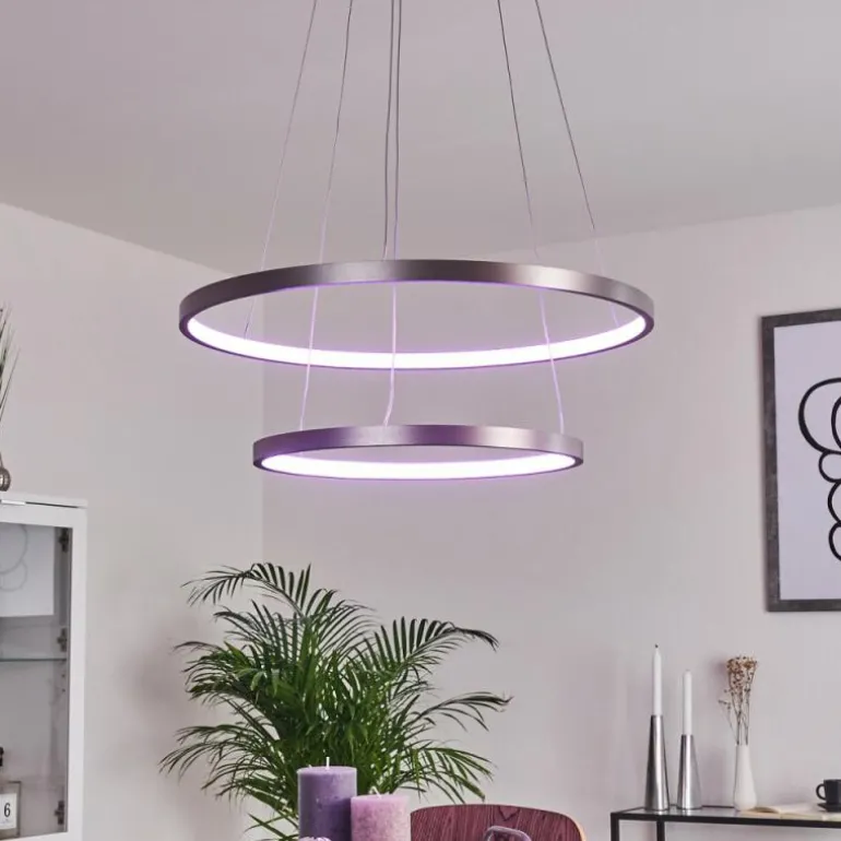 Suspension Canisteo LED Argenté, 2 lumières, Télécommandes, Changeur de couleurs