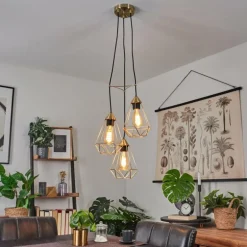 Suspension Cenova Laiton, Noir, 3 lumières