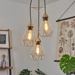 Suspension Cenova Laiton, Noir, 3 lumières