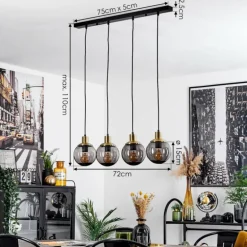 Suspension Charlet Laiton, 4 lumières