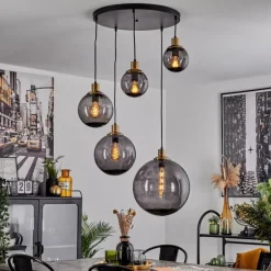 Suspension Charlet Noir, 5 lumières