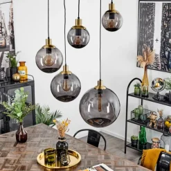 Suspension Charlet Noir, 5 lumières