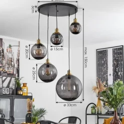 Suspension Charlet Noir, 5 lumières