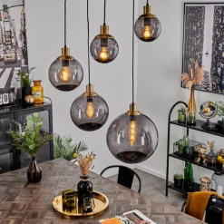 Suspension Charlet Noir, 5 lumières