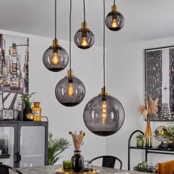 Suspension Charlet Noir, 5 lumières