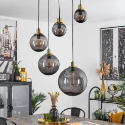 Suspension Charlet Noir, 5 lumières