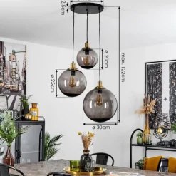 Suspension Charlet Noir, 3 lumières