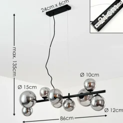 Suspension Chehalis LED Noir, 9 lumières