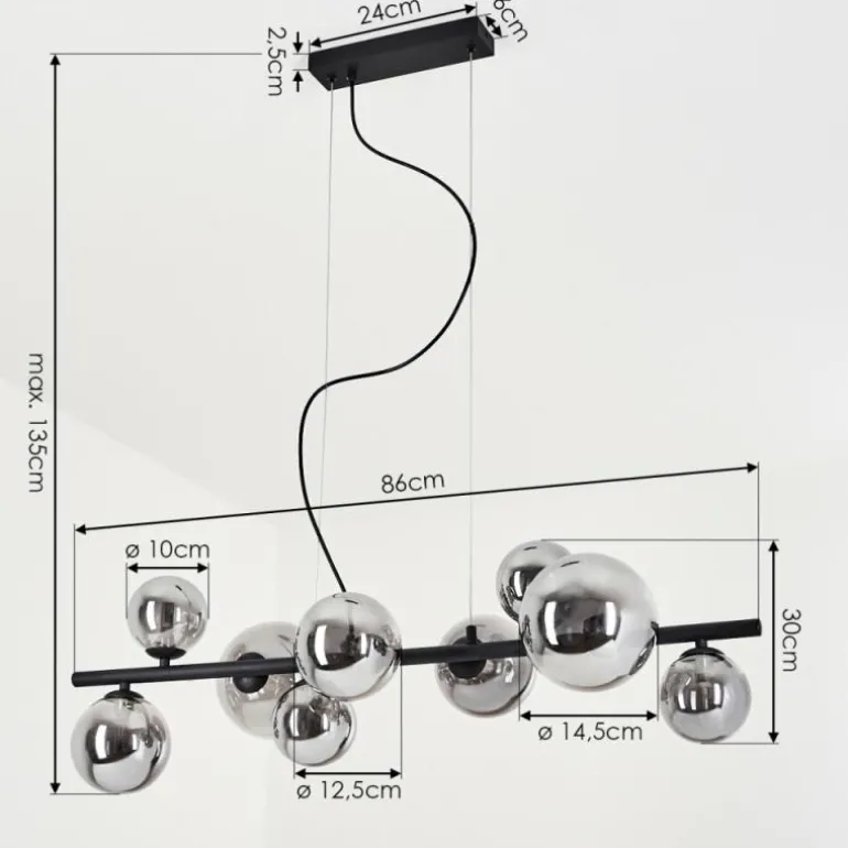 Suspension Chehalis LED Noir, 9 lumières
