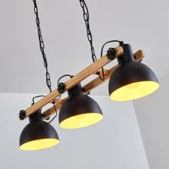 Suspension Chetco Bois clair, Noir, 3 lumières