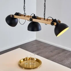 Suspension Chetco Bois clair, Noir, 3 lumières
