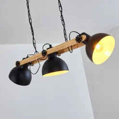 Suspension Chetco Bois clair, Noir, 3 lumières