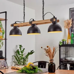Suspension Chetco Brun, Noir, 3 lumières