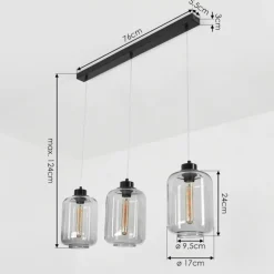 Suspension Chiedent Noir, 3 lumières