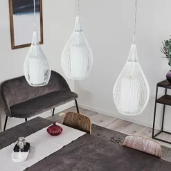 Suspension Chipoc Blanc, 3 lumières