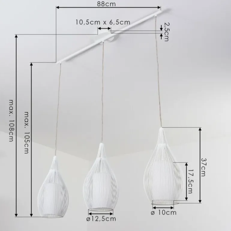 Suspension Chipoc Blanc, 3 lumières