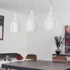 Suspension Chipoc Blanc, 3 lumières