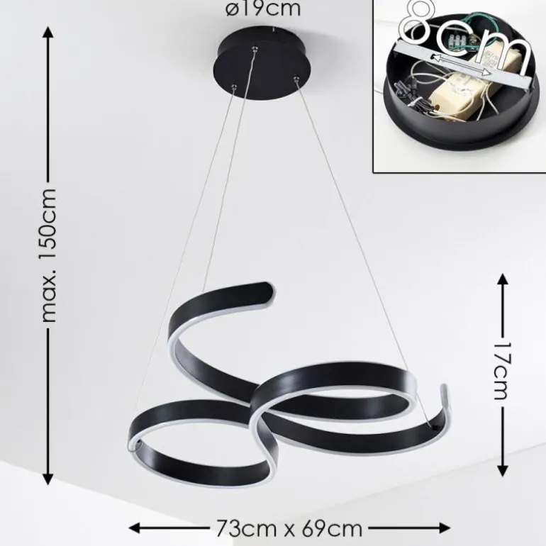 Suspension Chippewa LED Noir, 1 lumière