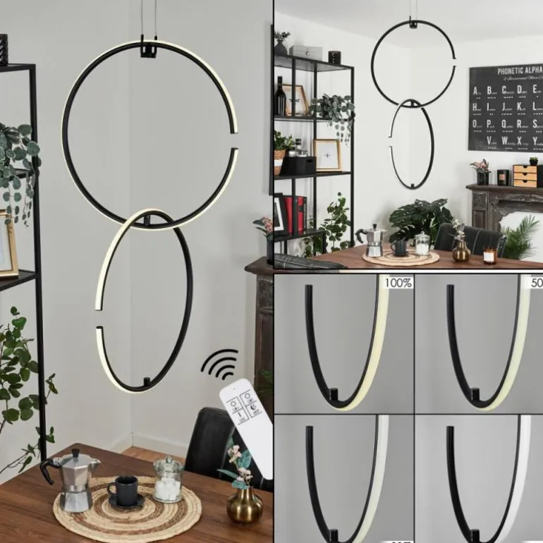 Suspension Chlak LED Noir, 2 lumières, Télécommandes