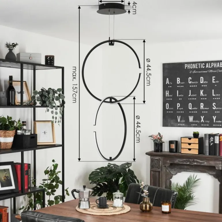 Suspension Chlak LED Noir, 2 lumières, Télécommandes