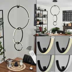 Suspension Chlak LED Noir, 3 lumières, Télécommandes