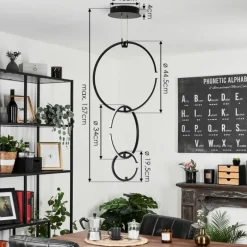 Suspension Chlak LED Noir, 3 lumières, Télécommandes