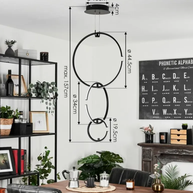 Suspension Chlak LED Noir, 3 lumières, Télécommandes