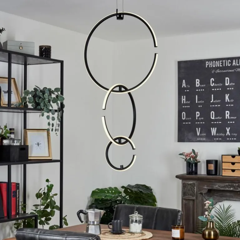 Suspension Chlak LED Noir, 3 lumières, Télécommandes