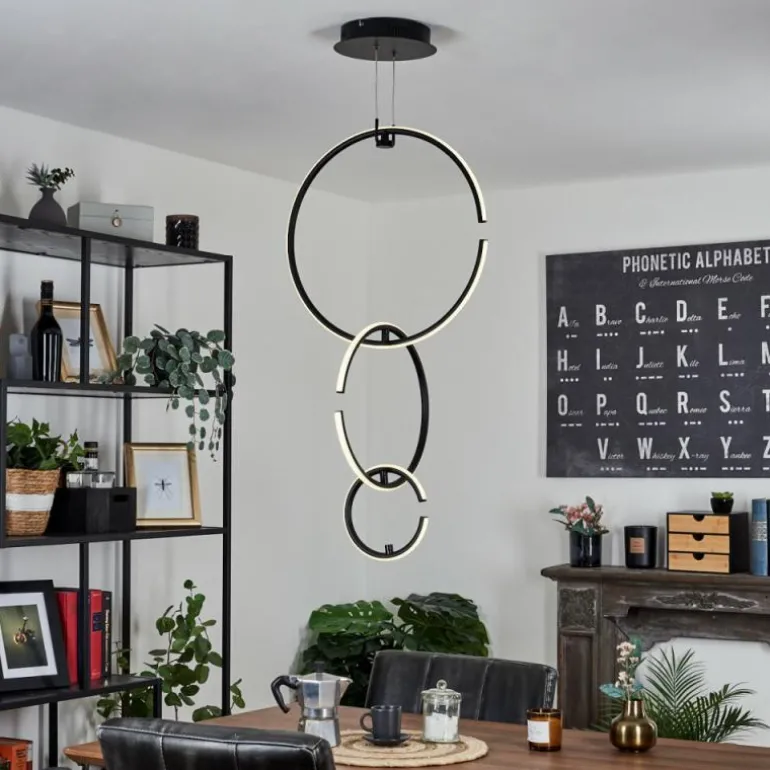 Suspension Chlak LED Noir, 3 lumières, Télécommandes